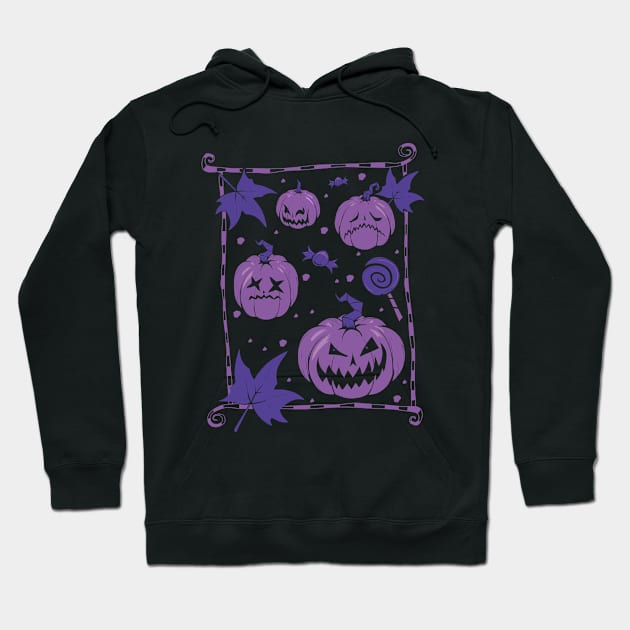 Purple Pumpkins Hoodie by 1BitMonster